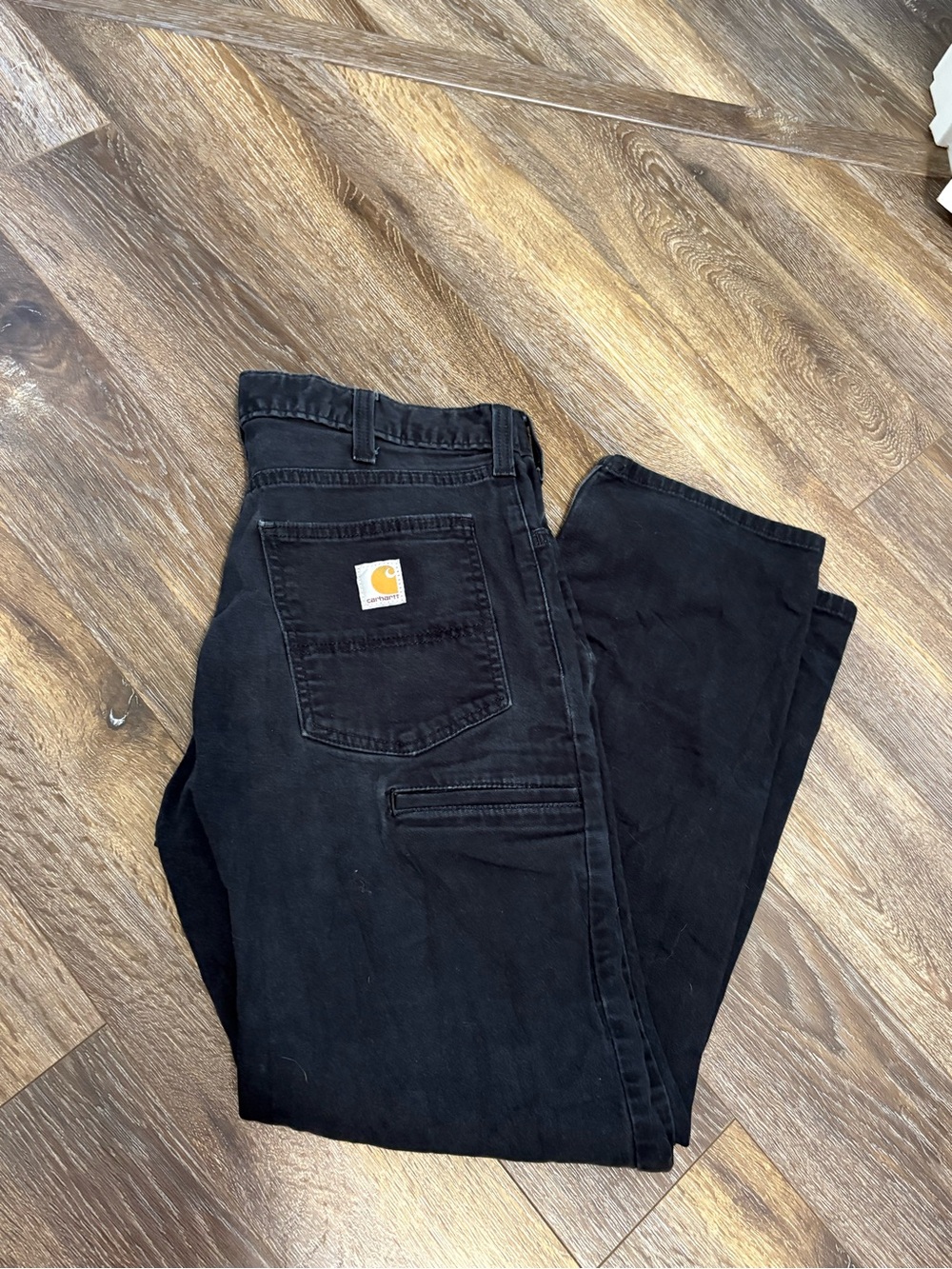 Carhartt Men’s Black Cargo Work Pants with Back Pocket Logo 34x30